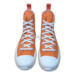 Converse CTAS Run Star Hike High Platform Orange White Canvas Sneaker Womens 7